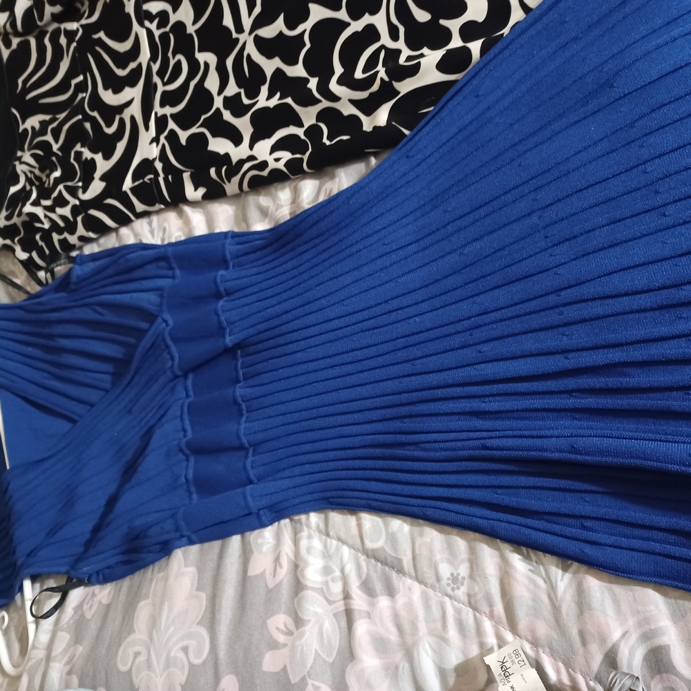 Blue Sleeveless Ribbed Dress